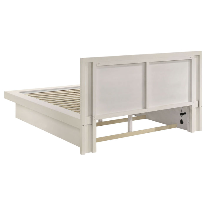 Jessica Wood Eastern King LED Panel Bed Snow White - Walo Furniture 