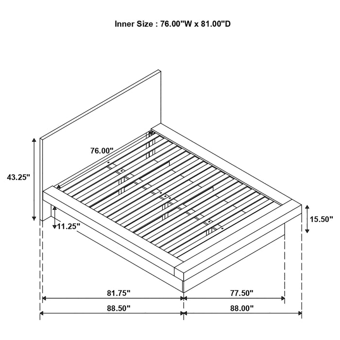 Jessica Wood Eastern King LED Panel Bed Snow White - Walo Furniture 