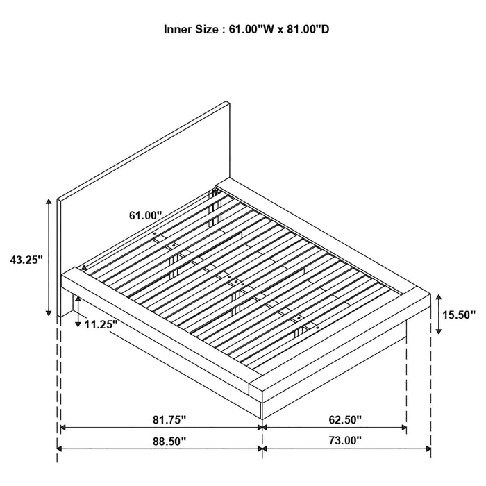 Jessica Wood Queen LED Panel Bed Snow White - Walo Furniture 