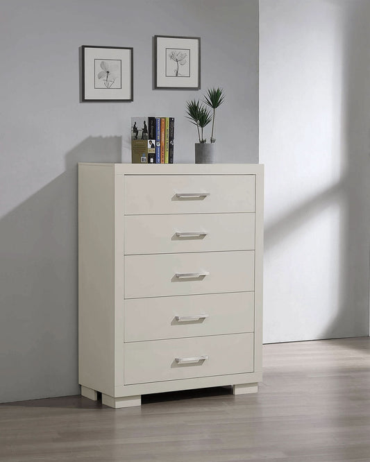 Jessica 5-drawer Bedroom Chest Snow White - Walo Furniture 