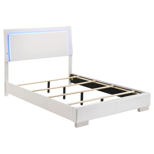 Felicity Wood Full LED Panel Bed White High Gloss - Walo Furniture 