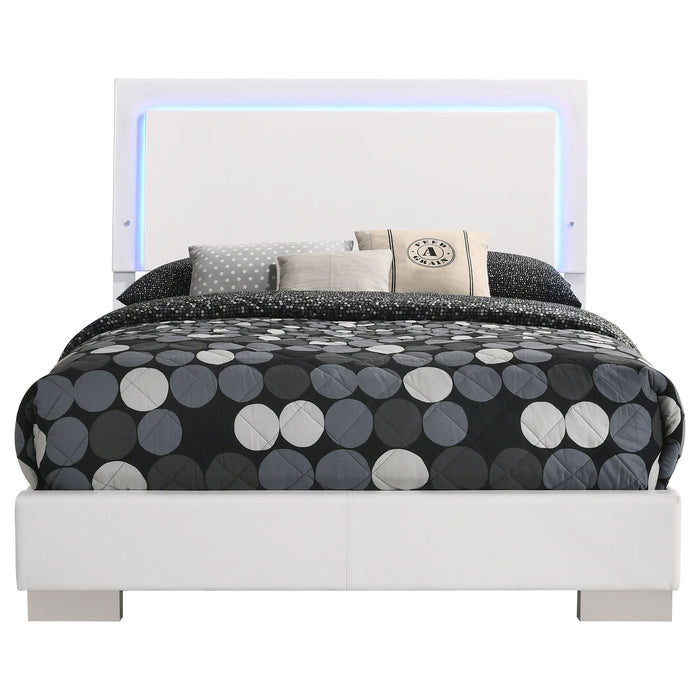 Felicity Wood Full LED Panel Bed White High Gloss - Walo Furniture 