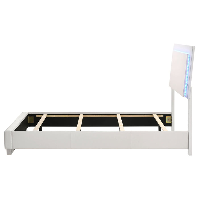 Felicity Wood Twin LED Panel Bed White High Gloss - Walo Furniture 