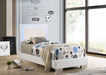 Felicity Wood Twin LED Panel Bed White High Gloss - Walo Furniture 