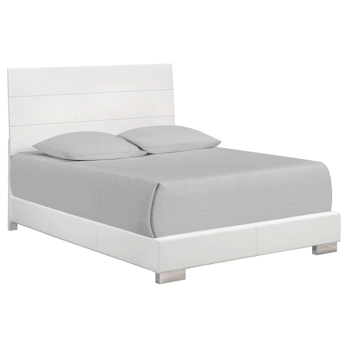 Felicity Wood Eastern King Panel Bed White High Gloss - Walo Furniture 