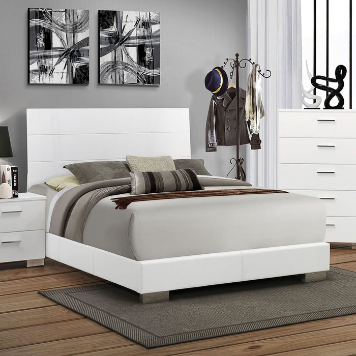 Felicity Wood Eastern King Panel Bed White High Gloss - Walo Furniture 