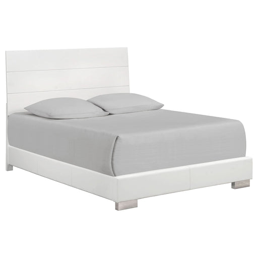 Felicity Wood Queen Panel Bed White High Gloss - Walo Furniture 