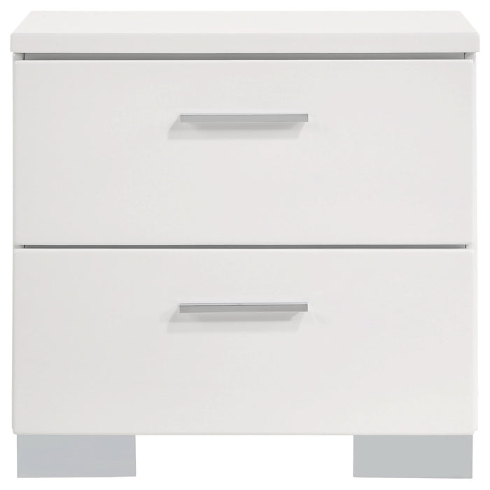 Felicity 2-drawer Nightstand White High Gloss - Walo Furniture 