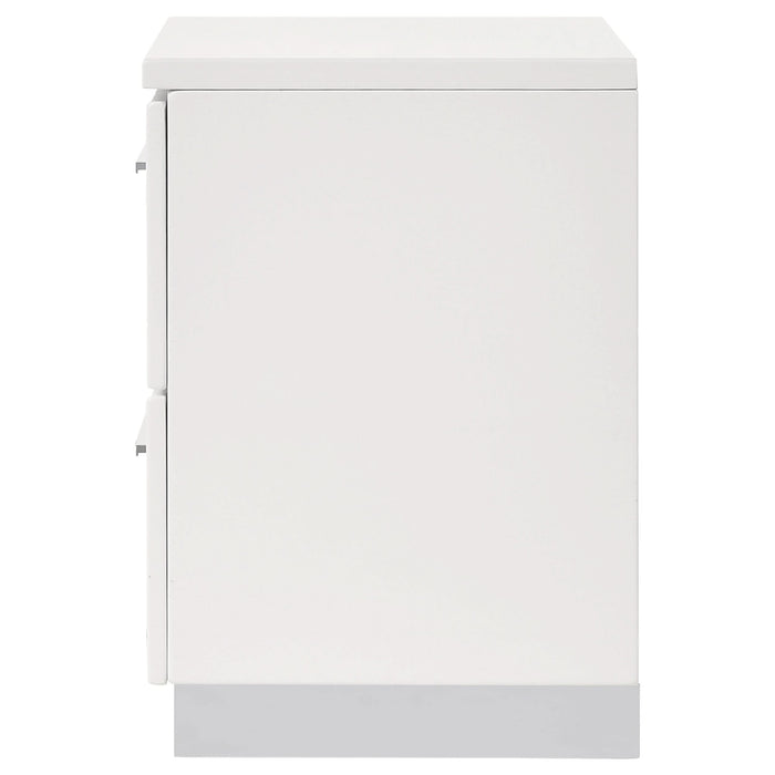 Felicity 2-drawer Nightstand White High Gloss - Walo Furniture 