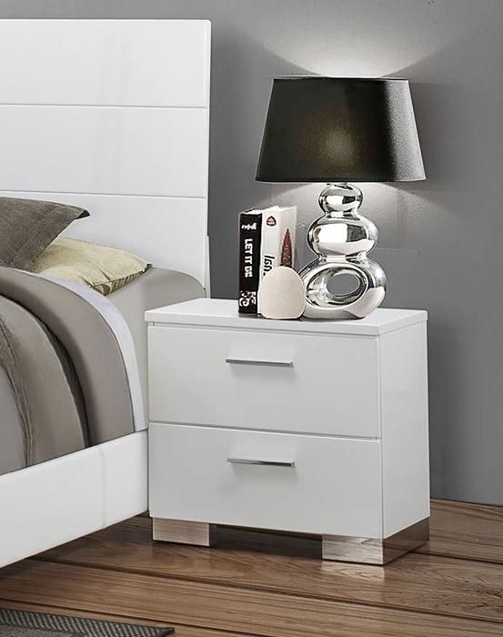 Felicity 2-drawer Nightstand White High Gloss - Walo Furniture 