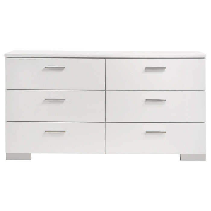 Felicity 6-drawer Dresser White High Gloss - Walo Furniture 