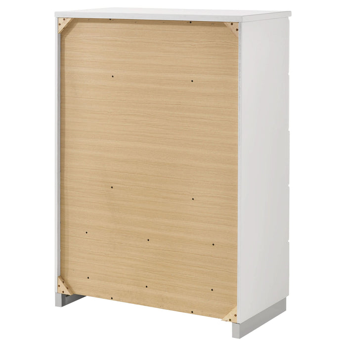 Felicity 5-drawer Bedroom Chest White High Gloss - Walo Furniture 