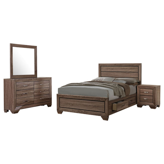 Kauffman 4-piece Eastern King Bedroom Set Washed Taupe - Walo Furniture 