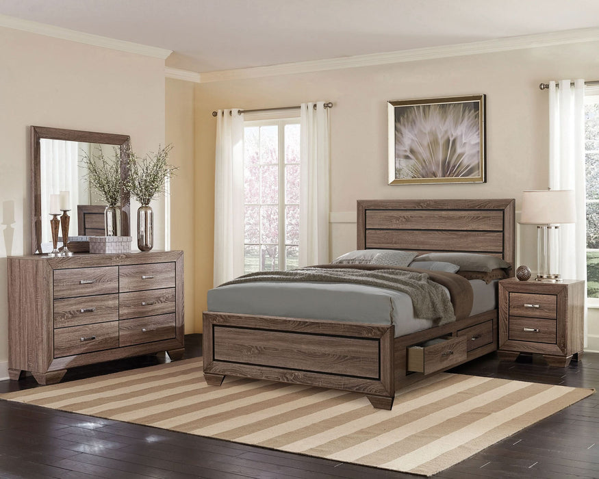 Kauffman 4-piece Eastern King Bedroom Set Washed Taupe - Walo Furniture 