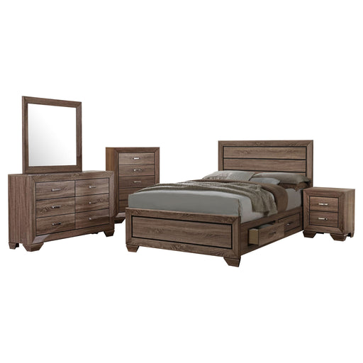 Kauffman 5-piece Queen Bedroom Set Washed Taupe - Walo Furniture 