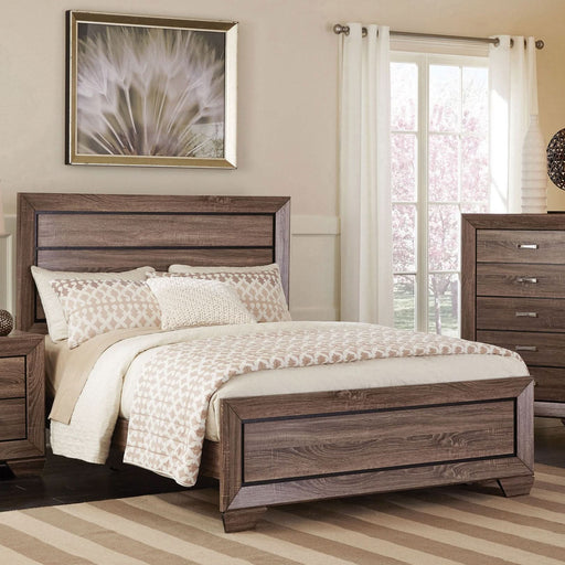 Kauffman Wood Eastern King Panel Bed Washed Taupe - Walo Furniture 