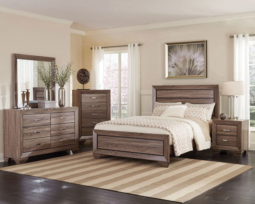 Kauffman Wood Eastern King Panel Bed Washed Taupe - Walo Furniture 