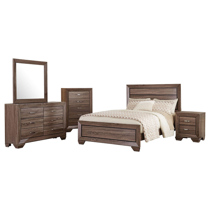 Kauffman 5-piece Queen Bedroom Set Washed Taupe - Walo Furniture 