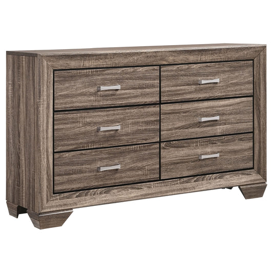 Kauffman 6-drawer Dresser Washed Taupe - Walo Furniture 