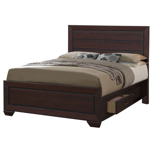 Kauffman Wood Eastern King Storage Panel Bed Dark Cocoa - Walo Furniture 