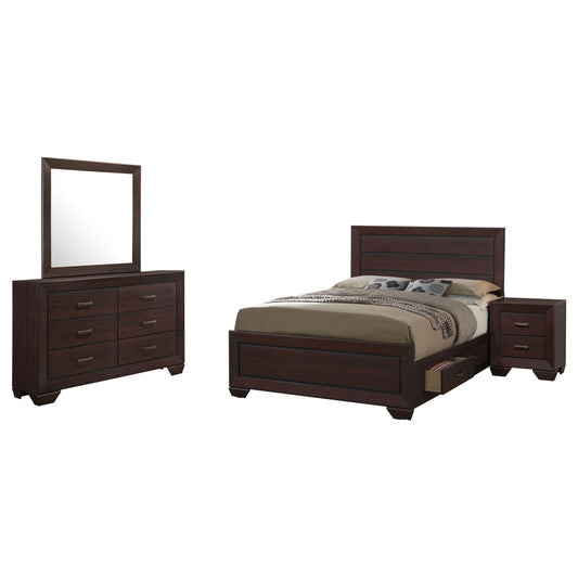 Kauffman 4-piece Eastern King Bedroom Set Dark Cocoa - Walo Furniture 