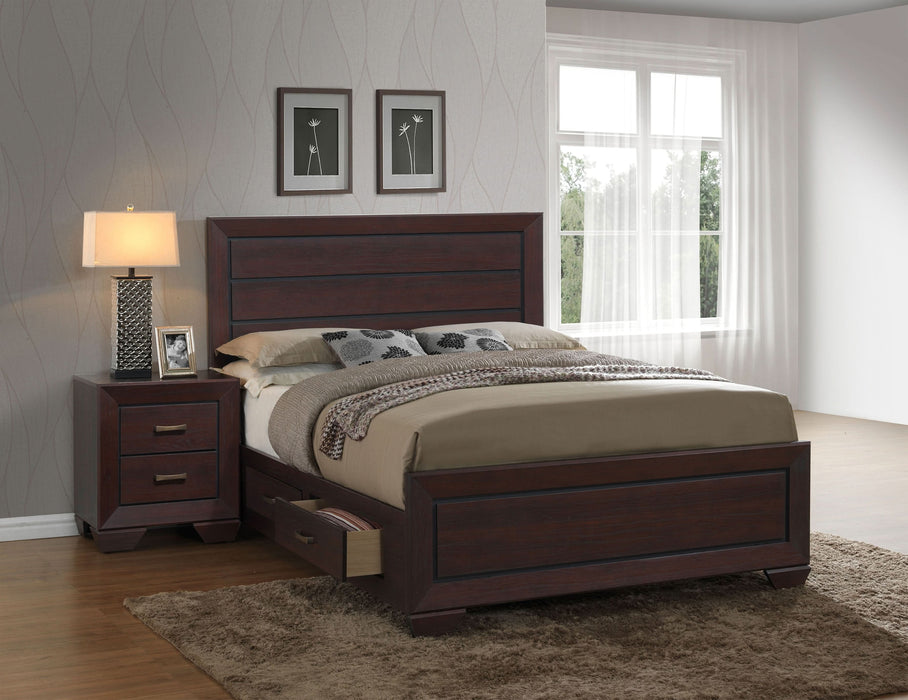 Kauffman Wood Eastern King Storage Panel Bed Dark Cocoa - Walo Furniture 