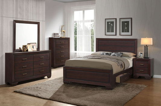 Kauffman 5-piece Eastern King Bedroom Set Dark Cocoa - Walo Furniture 