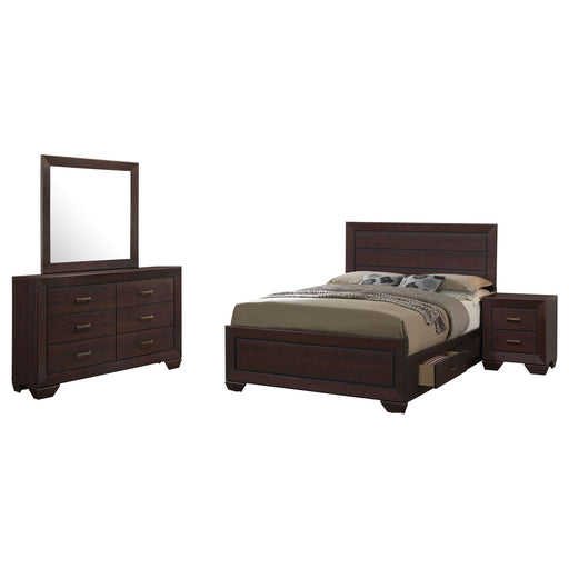 Kauffman 4-piece California King Bedroom Set Dark Cocoa - Walo Furniture 