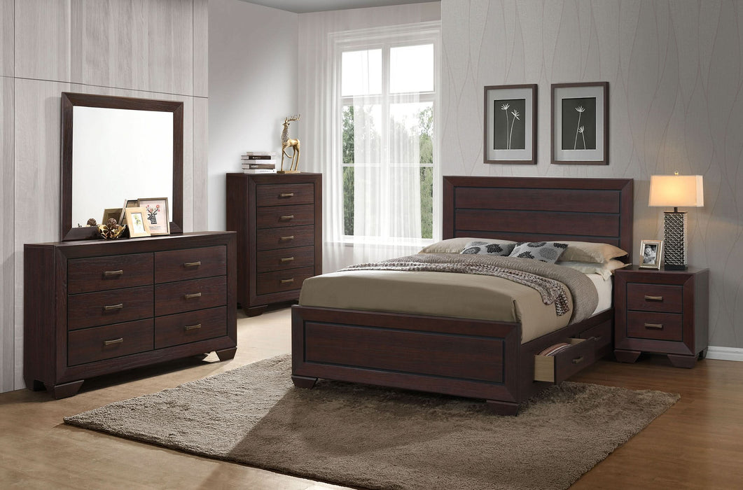 Kauffman 5-piece California King Bedroom Set Dark Cocoa - Walo Furniture 