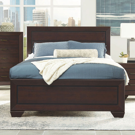 Kauffman Wood Eastern King Panel Bed Dark Cocoa - Walo Furniture 