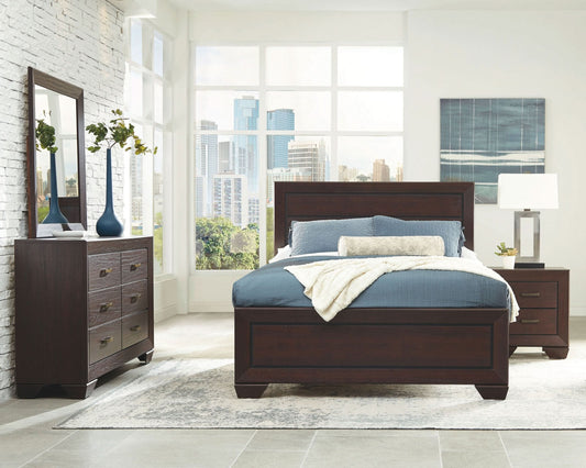 Kauffman 4-piece Eastern King Bedroom Set Dark Cocoa - Walo Furniture 