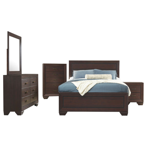 Kauffman 5-piece Eastern King Bedroom Set Dark Cocoa - Walo Furniture 