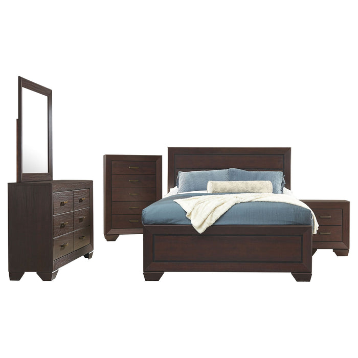 Kauffman 5-piece Eastern King Bedroom Set Dark Cocoa - Walo Furniture 