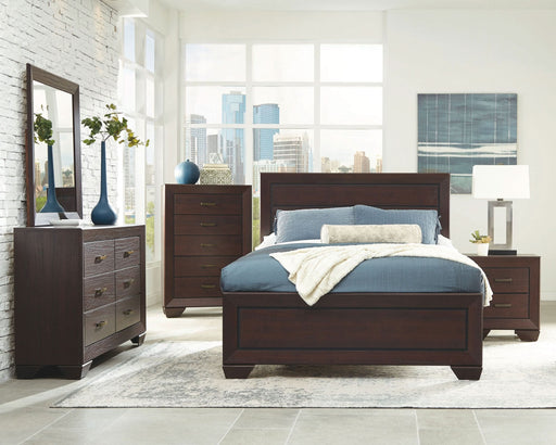 Kauffman 5-piece California King Bedroom Set Dark Cocoa - Walo Furniture 