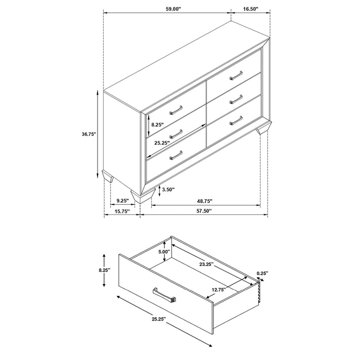 Kauffman 6-drawer Dresser Dark Cocoa - Walo Furniture 