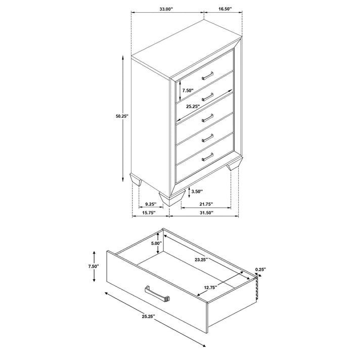 Kauffman 5-drawer Bedroom Chest Dark Cocoa - Walo Furniture 