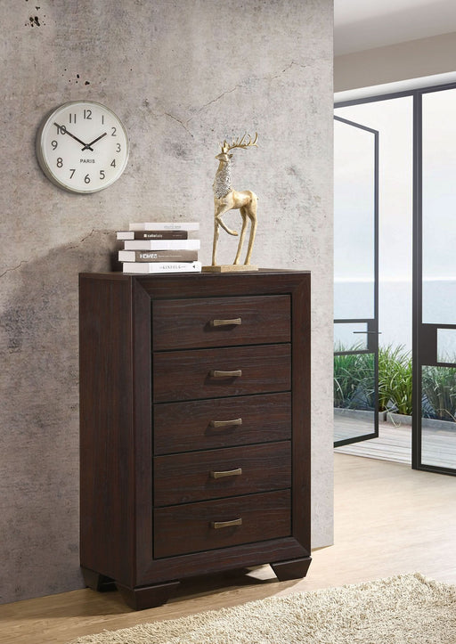 Kauffman 5-drawer Bedroom Chest Dark Cocoa - Walo Furniture 