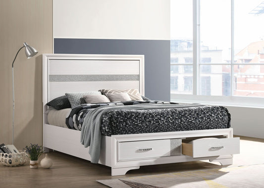 Miranda 51-inch Wood Full Storage Panel Bed White - Walo Furniture 