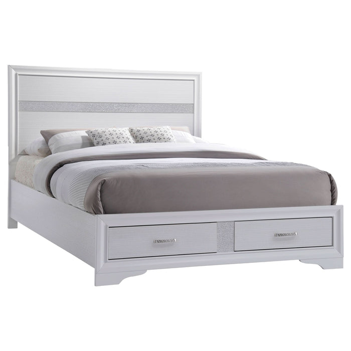 Miranda 51-inch Wood California King Storage Panel Bed White - Walo Furniture 