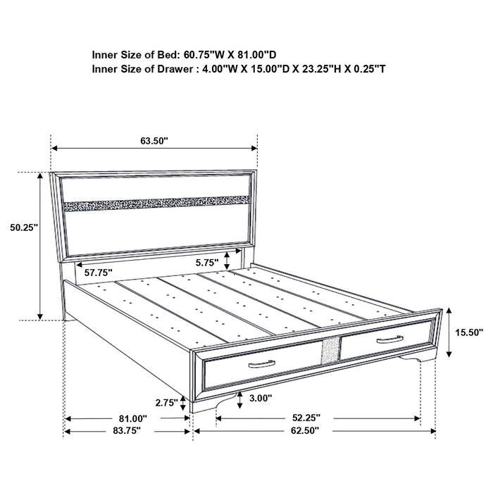 Miranda 51-inch Wood Queen Storage Panel Bed White - Walo Furniture 