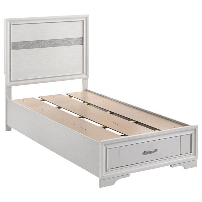 Miranda 51-inch Wood Twin Storage Panel Bed White - Walo Furniture 