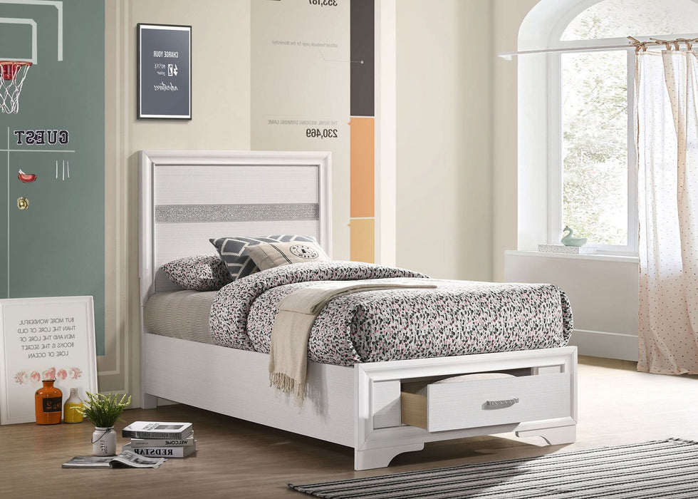 Miranda 51-inch Wood Twin Storage Panel Bed White - Walo Furniture 