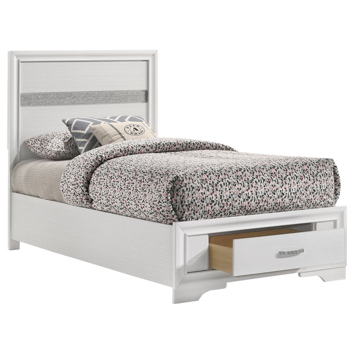 Miranda 51-inch Wood Twin Storage Panel Bed White - Walo Furniture 