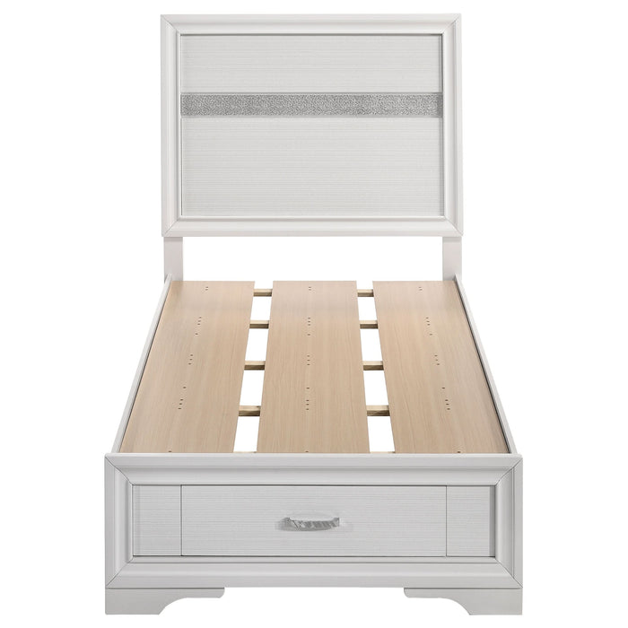 Miranda 51-inch Wood Twin Storage Panel Bed White - Walo Furniture 