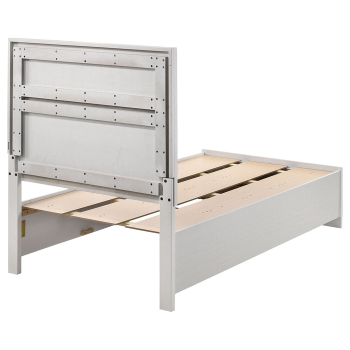 Miranda 51-inch Wood Twin Storage Panel Bed White - Walo Furniture 