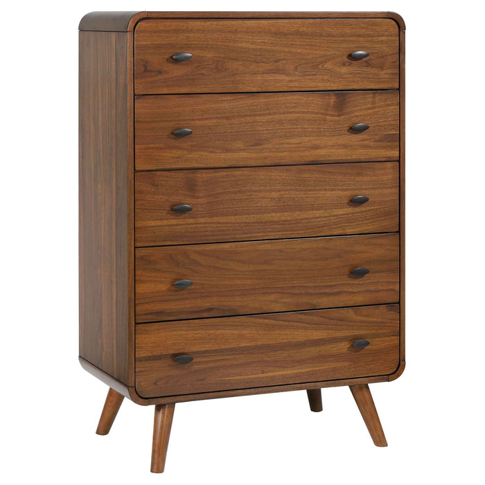 Robyn 5-drawer Bedroom Chest of Drawers Dark Walnut - Walo Furniture 