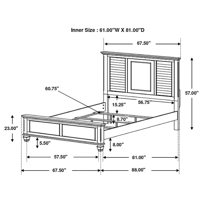 Franco Wood Queen Panel Bed Distressed White - Walo Furniture 