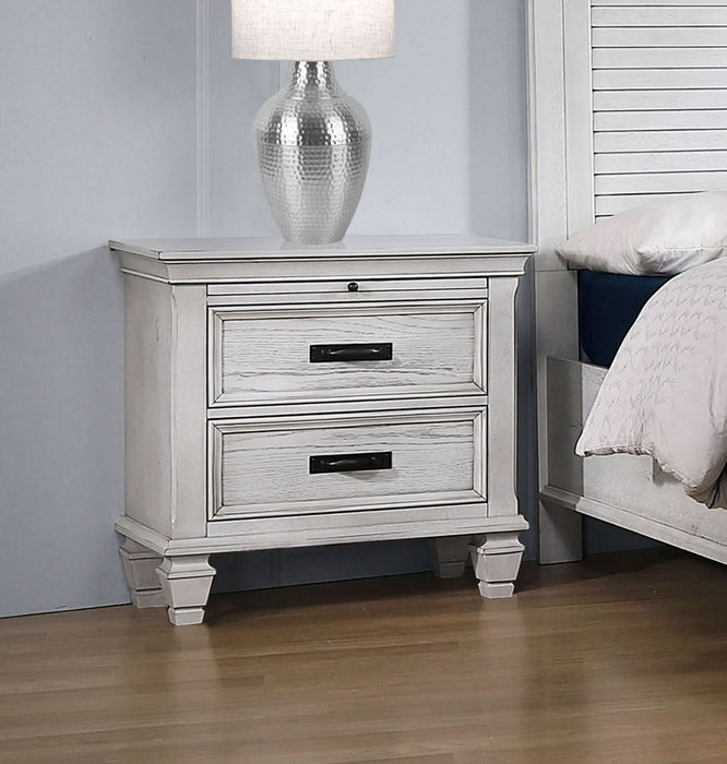 Franco 2-drawer Nightstand Distressed White - Walo Furniture 