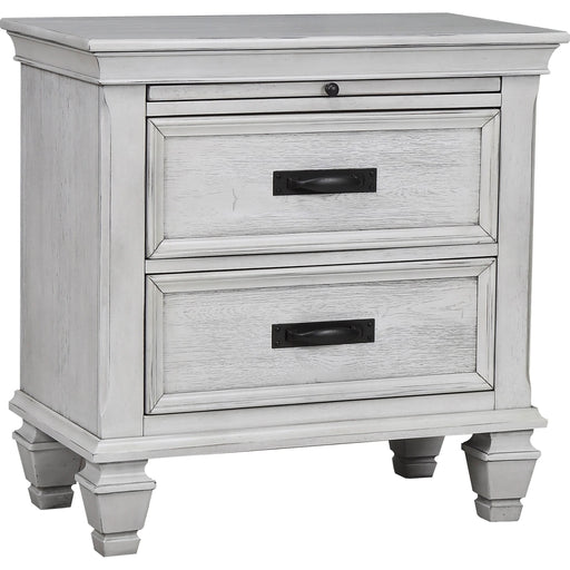 Franco 2-drawer Nightstand Distressed White - Walo Furniture 