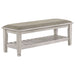 Franco Fabric Upholstered Bench with Shelf Distressed White - Walo Furniture 